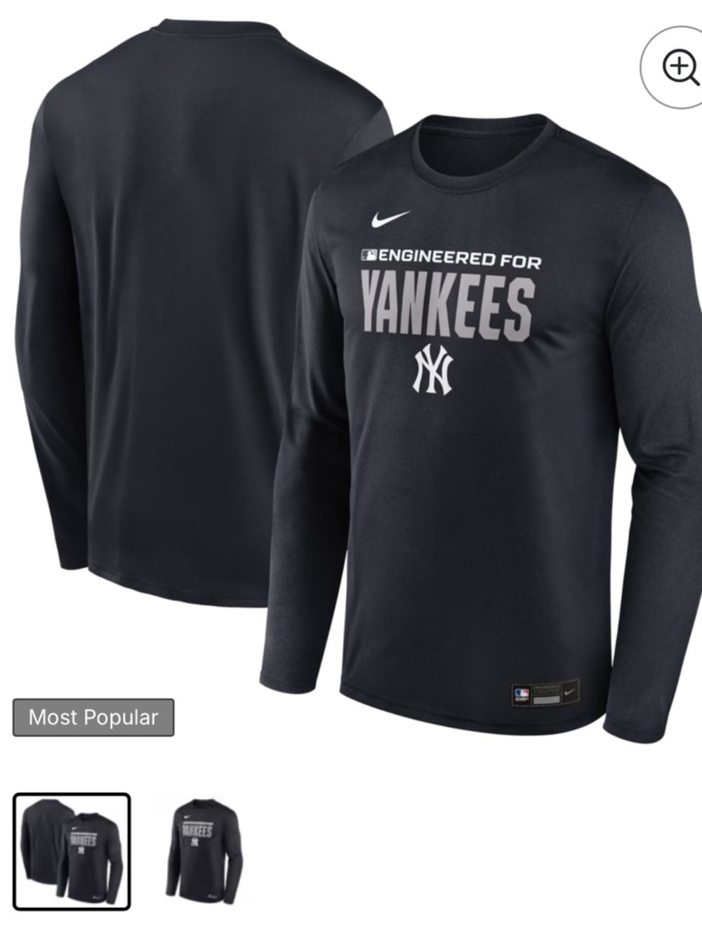 NWT Men's NY Yankees Nike Navy Authentic Collection Legend Dri-FIT Long Sleeve